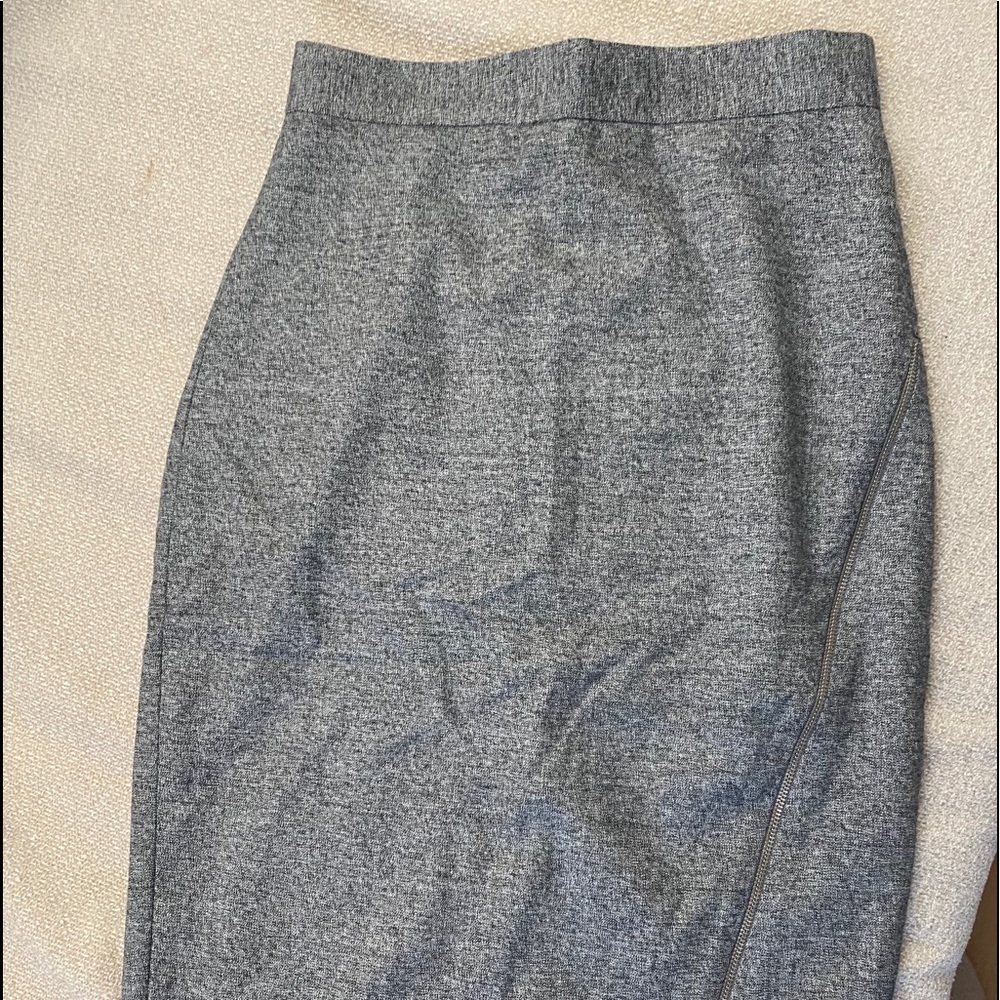 Feathered Grey Pencil Skirt